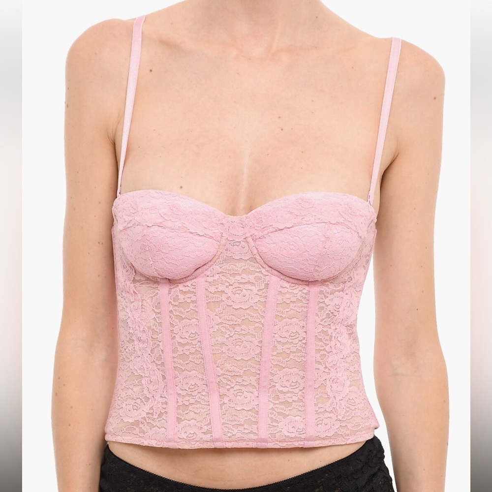 MOSCHINO COUTURE! SOLID COLOR Pink LACE CORSET Size 40